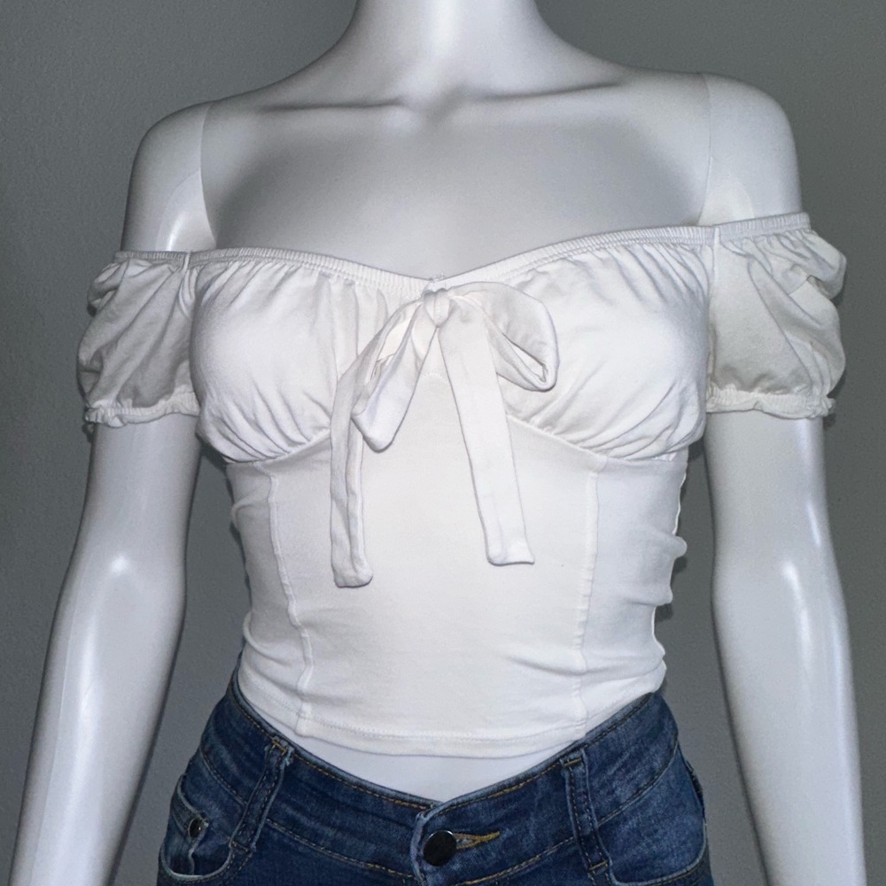 White Off-the-Shoulder Crop Top